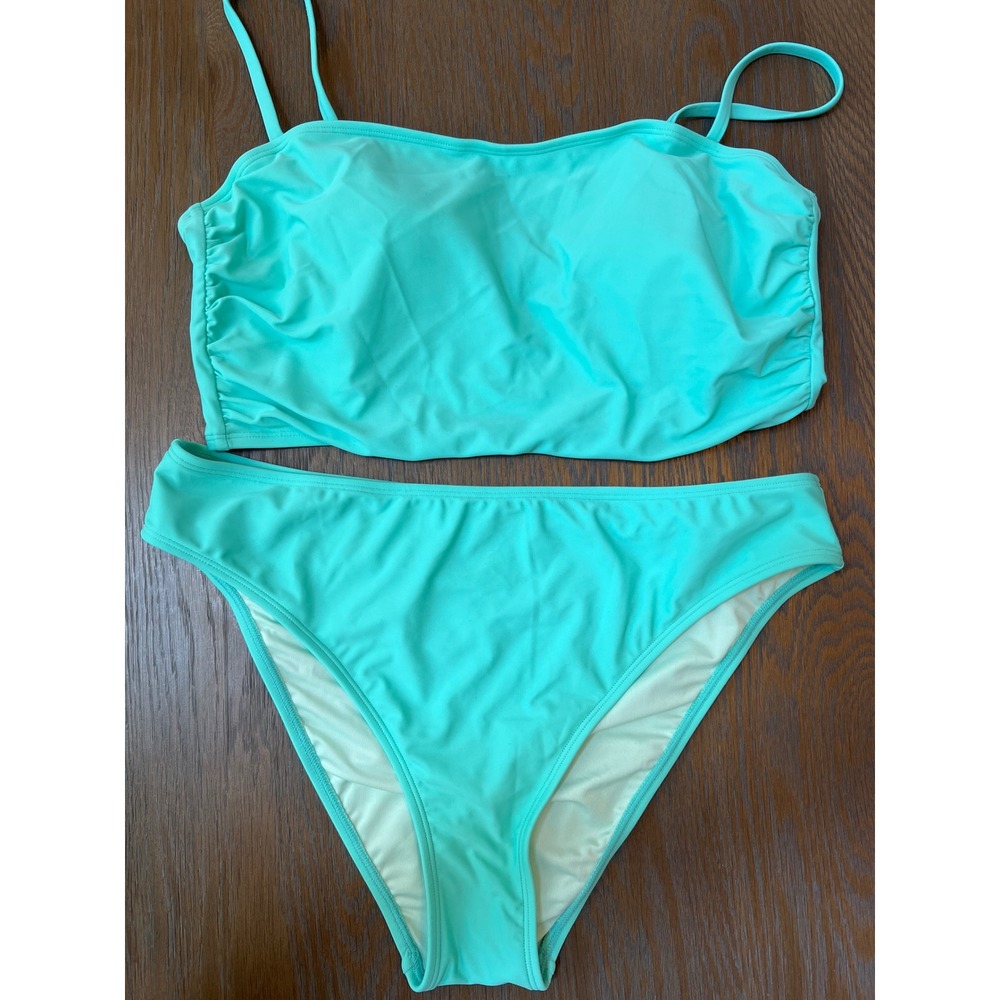 Cupshe Turquoise Bandeau Bikini Set XL